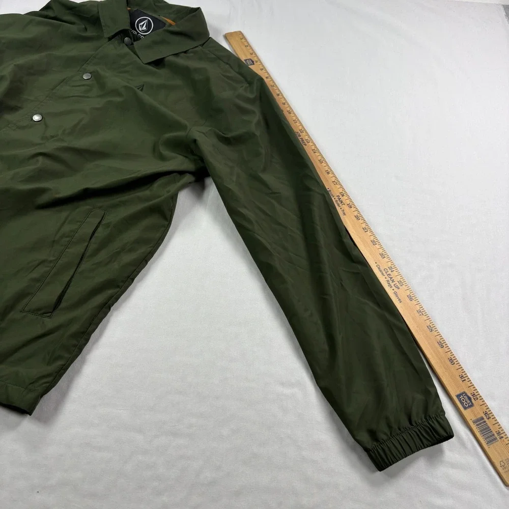 Volcom Bomber Jacket Mens 2XL Green Snap Up Skater Long Sleeve Casual Coat